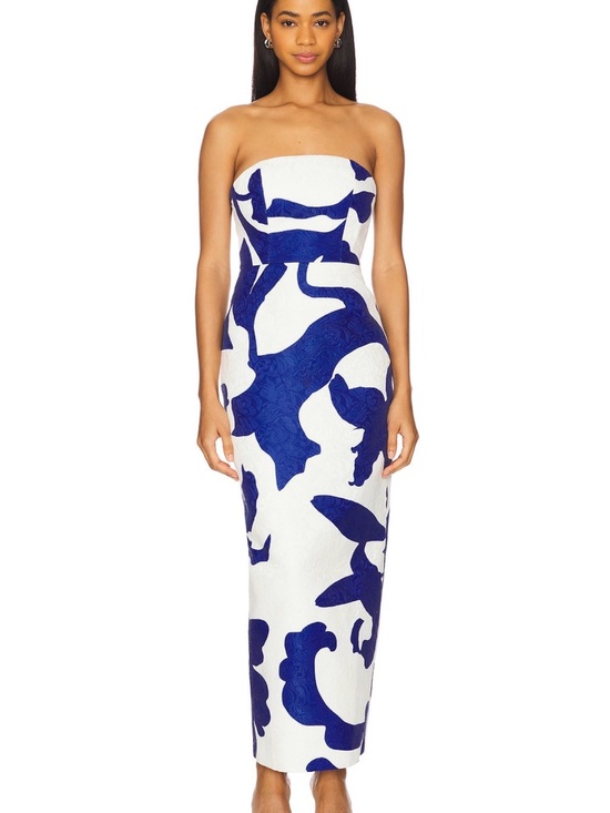 Milly Dresses & Skirts - Milly Orion Camellia Floral Jaquard Dress in Blue Malt